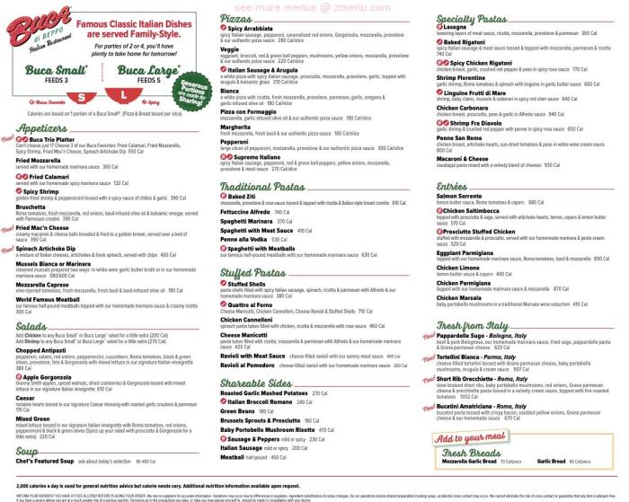 Buca di beppo drink menu