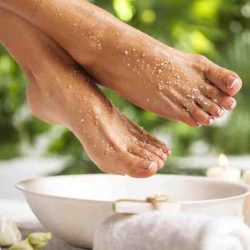 Exfoliation target during a pedicure