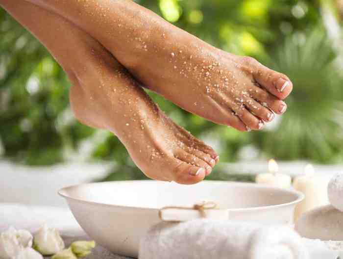 Exfoliation target during a pedicure